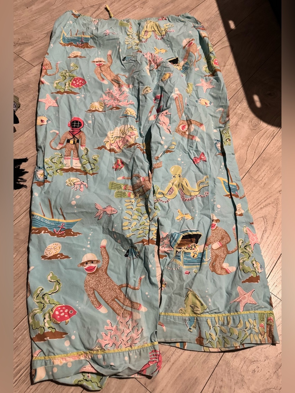 Nick & Nora Light Blue Ocean-Print Women's Pajama Pants - Picture 2 of 5